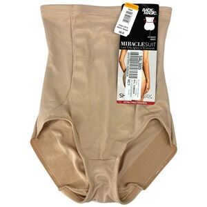 Miraclesuit Shape Away Back Magic Hi Waist Brief Shapewear Small Warm Beige Firm